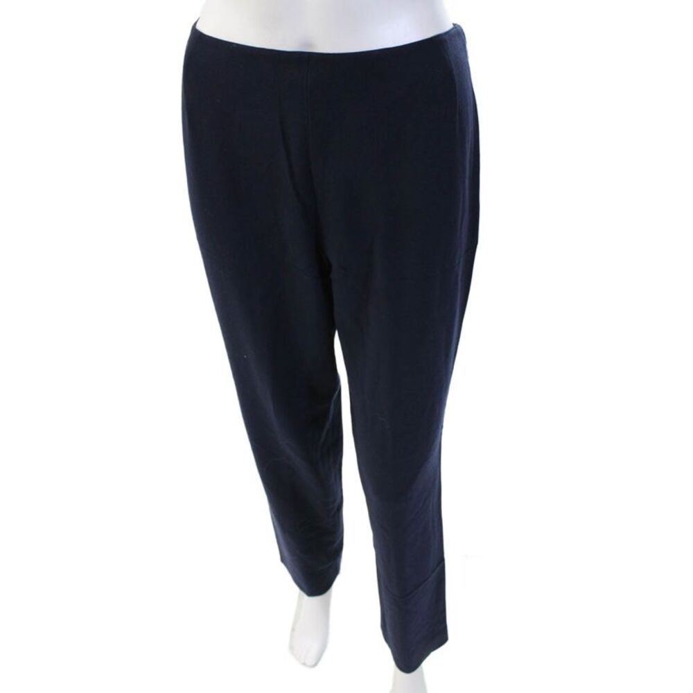 Krizia Womens Side Zip Mid Rise Straight Leg Trouser Pants Navy Wool Size IT 40